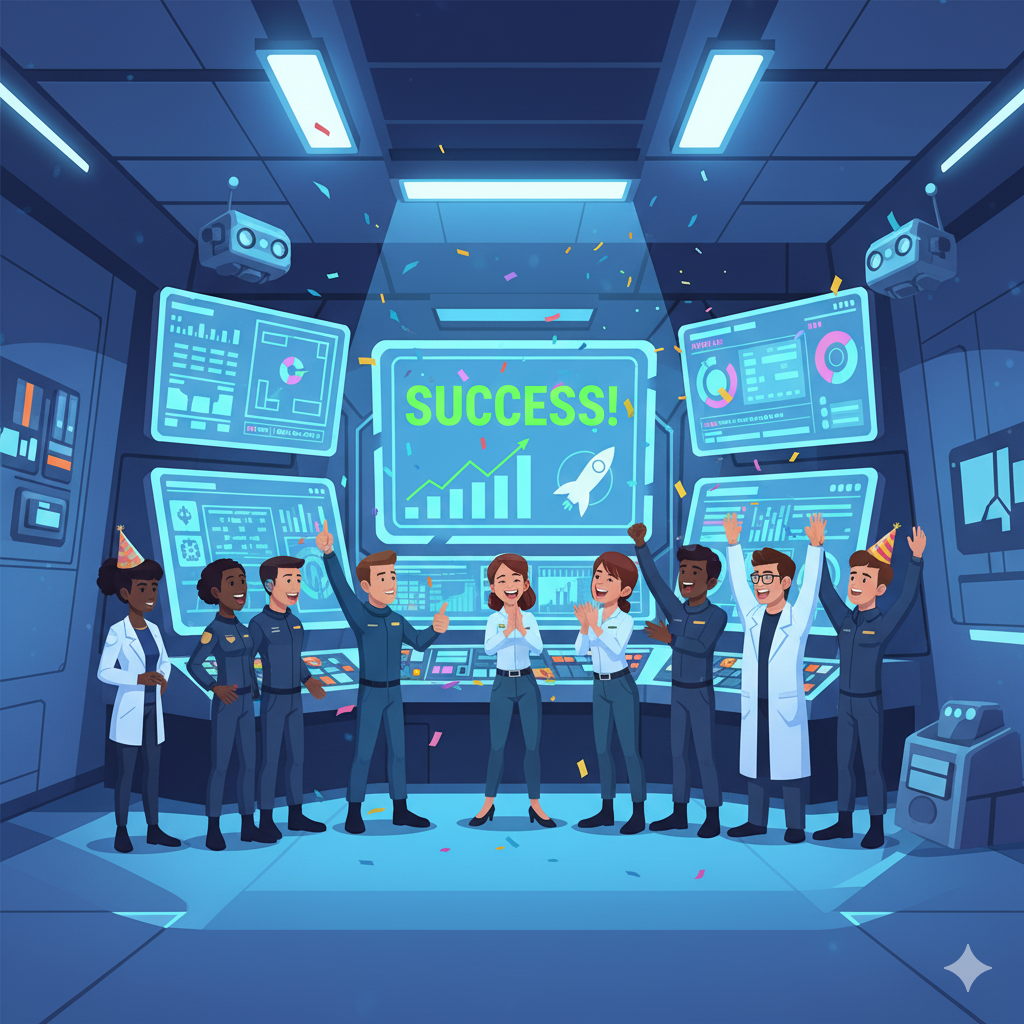 Astronauta comemorando com bandeira